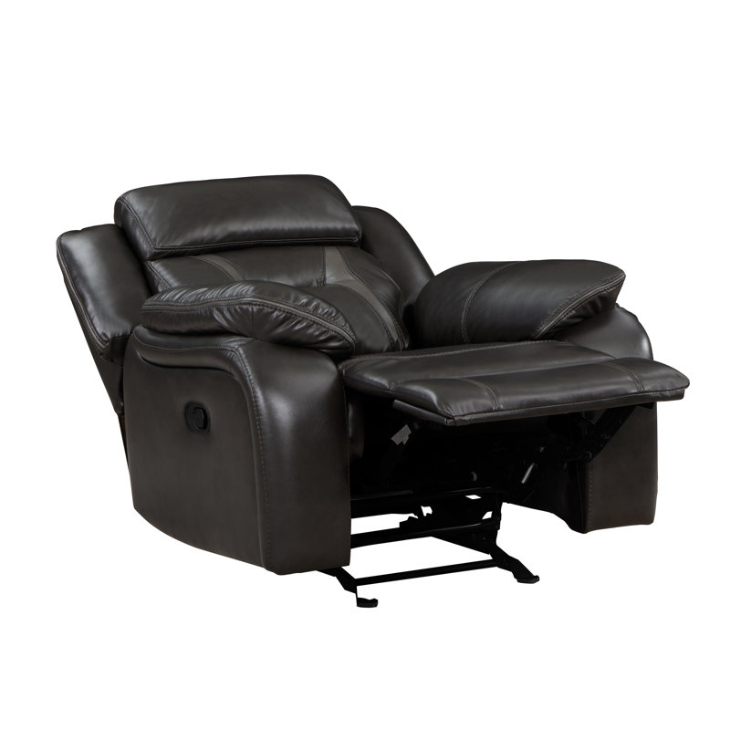 Fauteuil inclinable et oscillant en similicuir de 40 po Selinger, Similicuir gris foncé / gris pâle