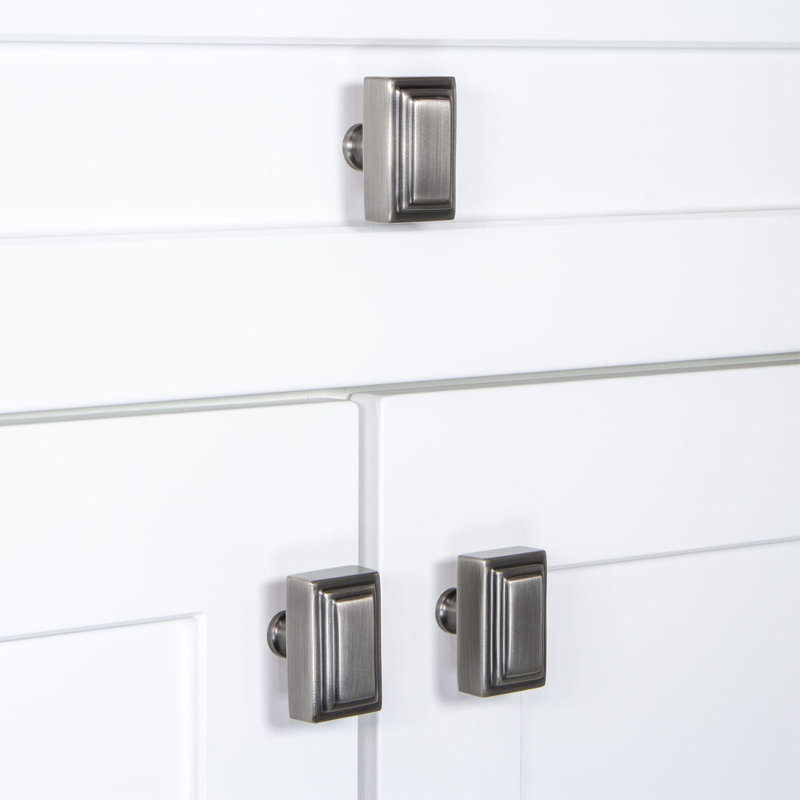 Carré Rectangular Cabinet Knob, Antique Pewter