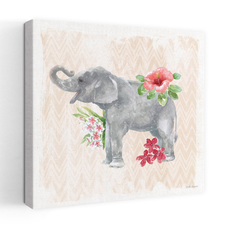 Éléphant de la jungle, art tropical, H 18 po x l 18 po