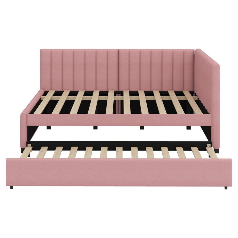 Upholstered Daybed With Trundle, Pink