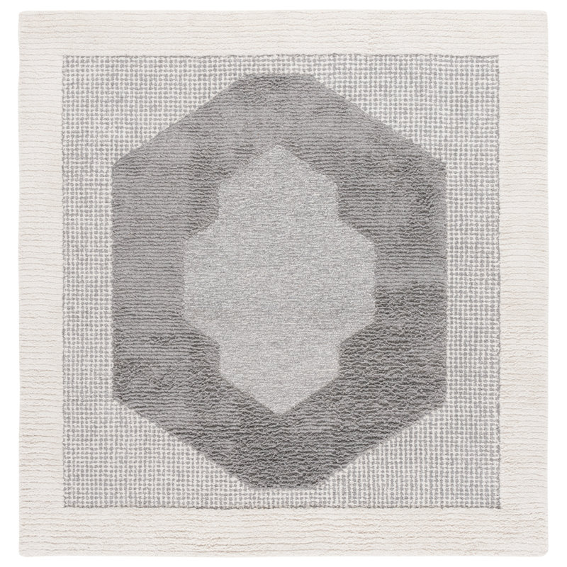 Jeniah 807 Area Rug In Dark Grey / Ivory, Square 6'