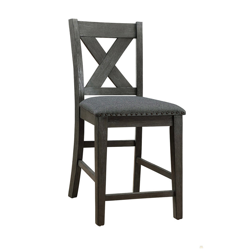 Ensemble de 2 chaises hautes en bois, Tanné, Gris délavé