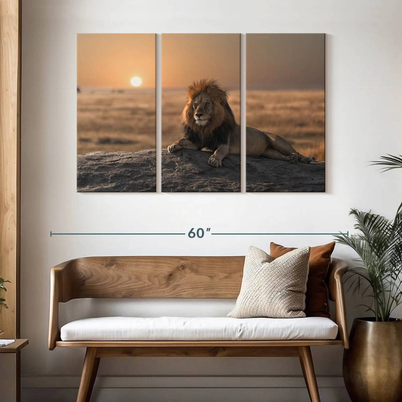 Lion On A Rock, 32" H x 50" W