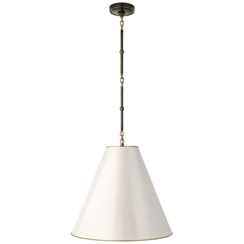Thomas O'Brien Goodman Small Hanging Light, Antique White, Bronze/Antique Brass, 43" H x 18" W x 18" D