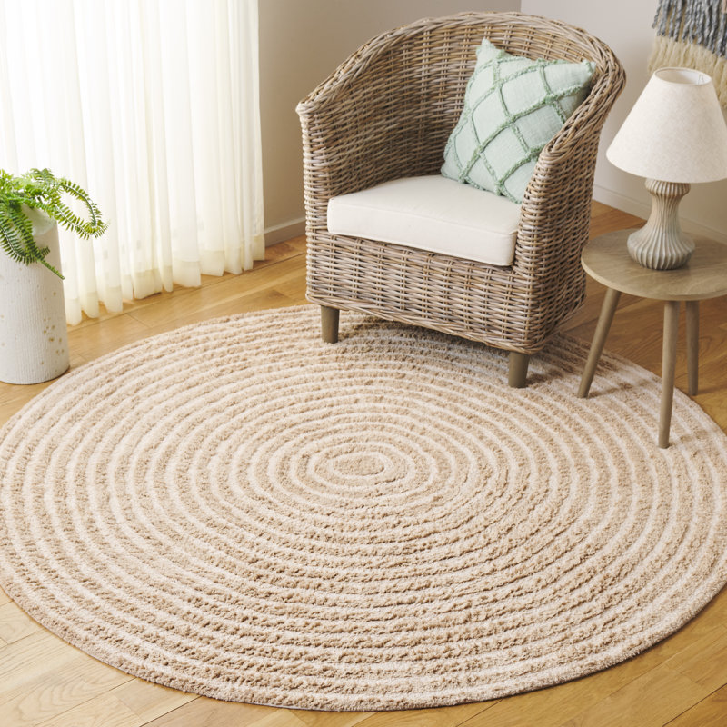 Easy Care 229 Hand Tufted Recycled Cotton Machine Washable Geometric Indoor Use Only Rug, Round 6'