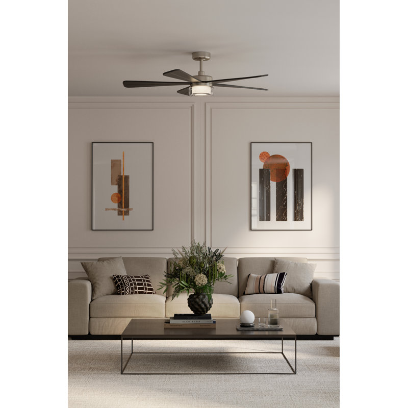 Ventilateur de plafond intelligent DEL 52cc Nellora, Nickel, Charbon