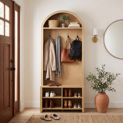 Porte-manteau arqué de 81 cm de large avec banc et rangement à chaussures
