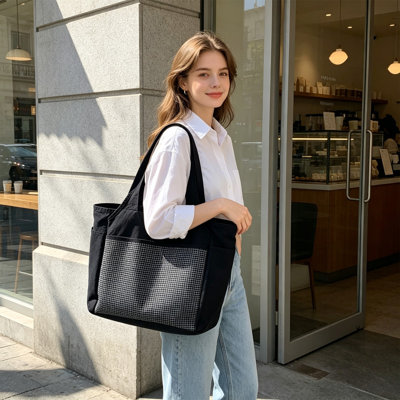 P lastic b ags Large Capacity Tote Bag For Women Casual Shoulder Handbag With Wet Dry Separation Multi Pocket Daily Carry Bag For Gym Shopping Travel