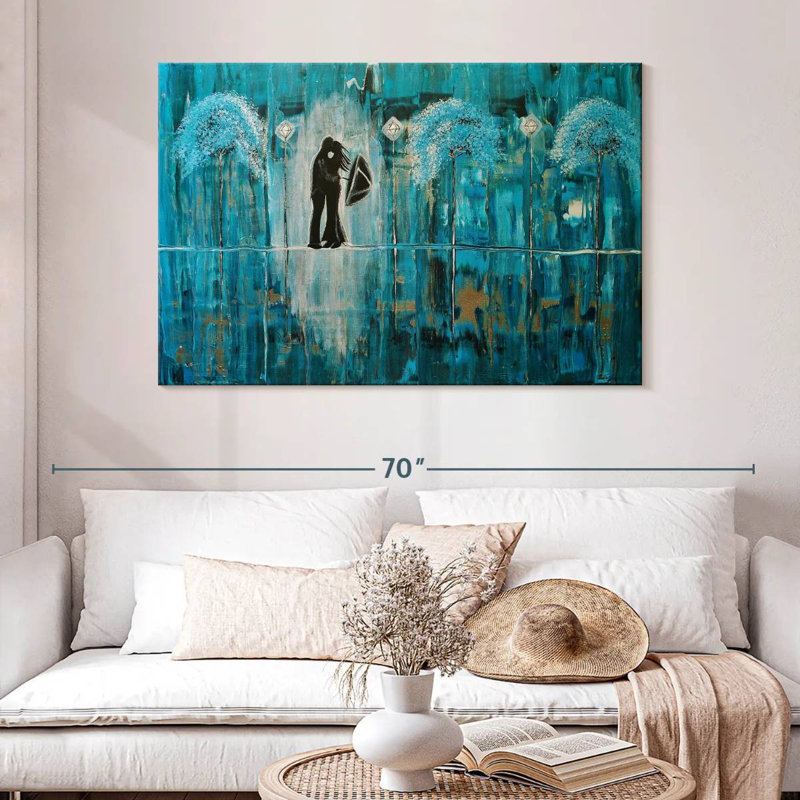 Hardie turquoise, pluie et romance, H 32 po x l 48 po