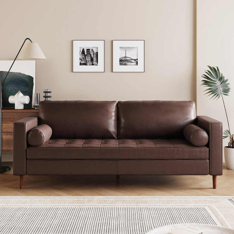 Canapé 3 places Mid-Century, Brun