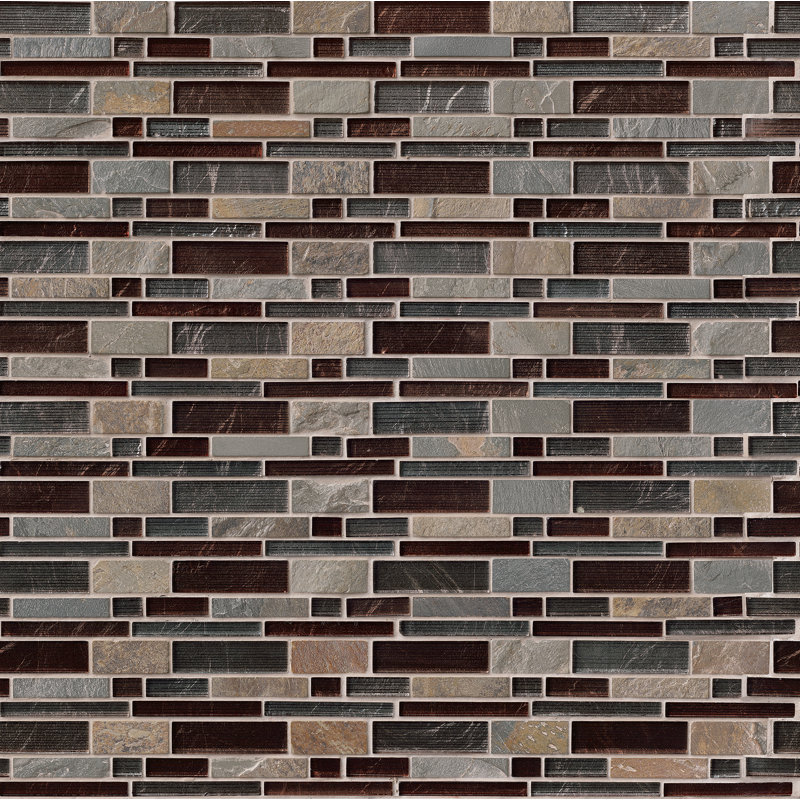 Delgado Smoke Interlocking 12 in. x 12 in. Glass Stone Blend Mosaic Floor and Wall Tile