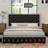 Diamond Button Tufted Bed Frame with LED Headboard Footboard & 2 Drawers Side Pockets-309318835-313709237