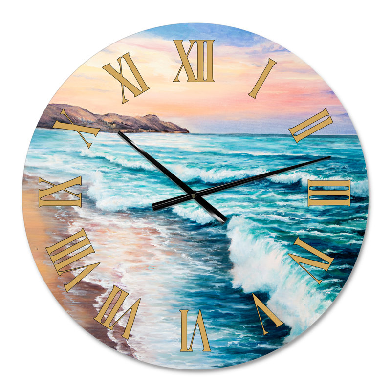 Horloge murale nautique et côtière pastel, Petit