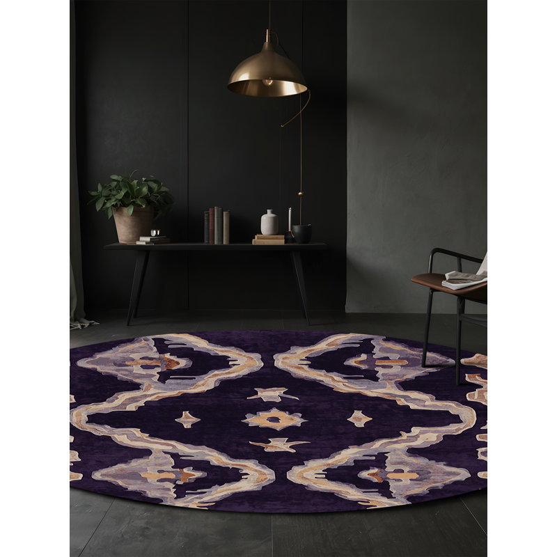 Machine Washable Purple Area Rug, Round 8'