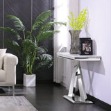 50" Grey Sofa Tables With Mirror X-Shape Metal Base