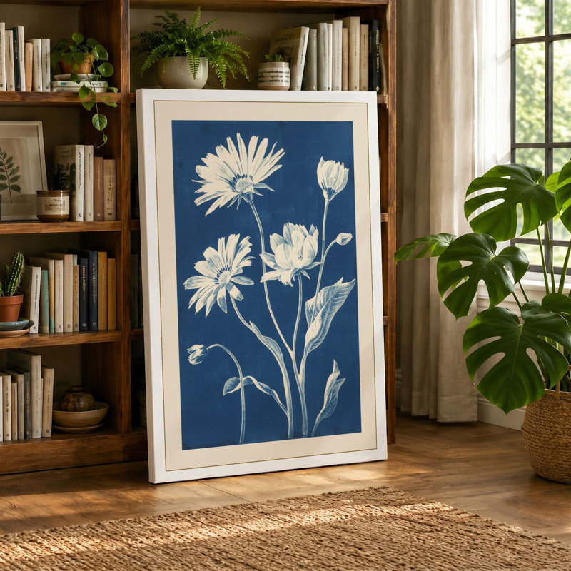 Daisies in Bloom Botanical - Wrapped Canvas, 30x20 - 76.2 x 50.8 cm, White Border