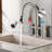 Stainless Steel Bridge Kitchen Faucet with Pull Down Sprayer