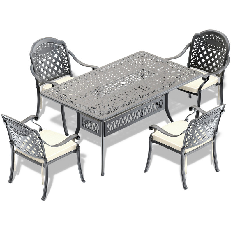 Ensemble repas d'extérieur rectangulaire L 58,27 po pour 4 personnes Kechia