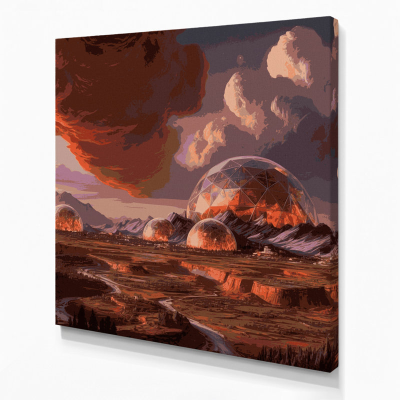 «Space Terraformed Mars concepts», art mural sur toile noire, H 32 po x l 32 po