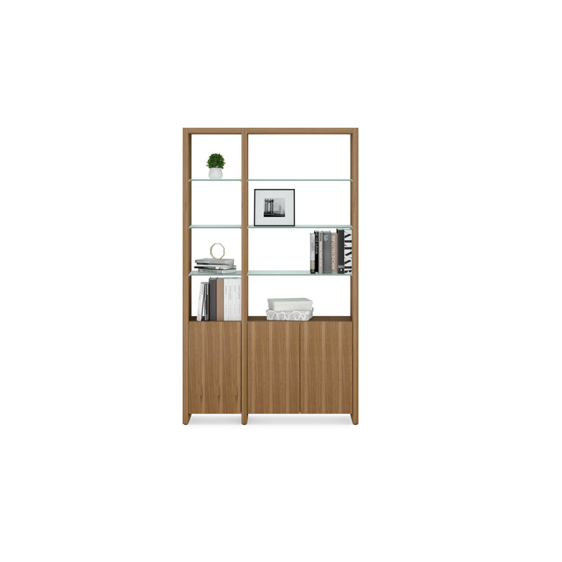 Linea 84'' H x 65'' W Standard Bookcase, 83.75" H x 50" W x 14" D, 2, Natural Walnut