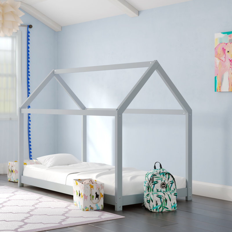 Ariya Single Solid Wood Bed Frame by Mack + Milo, Grey