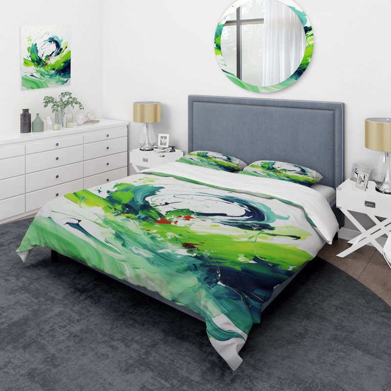 Ensemble de housse de couette White Abstract, Housse de couette pour très grand lit et 2 très 