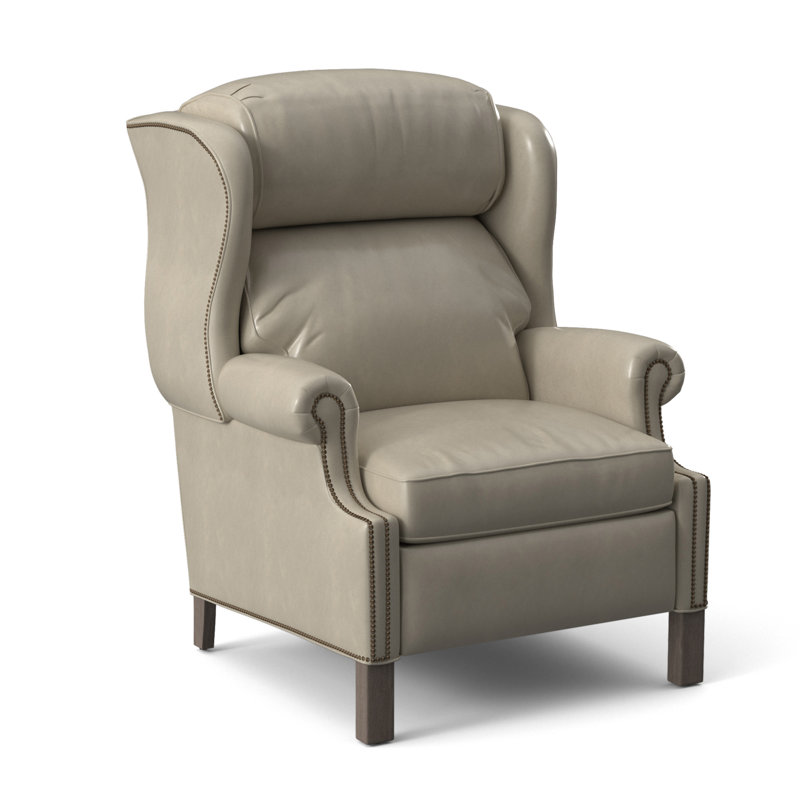 Chippendale Recliner, #9 Natural, Outsider Raven Genuine Leather, Stone
