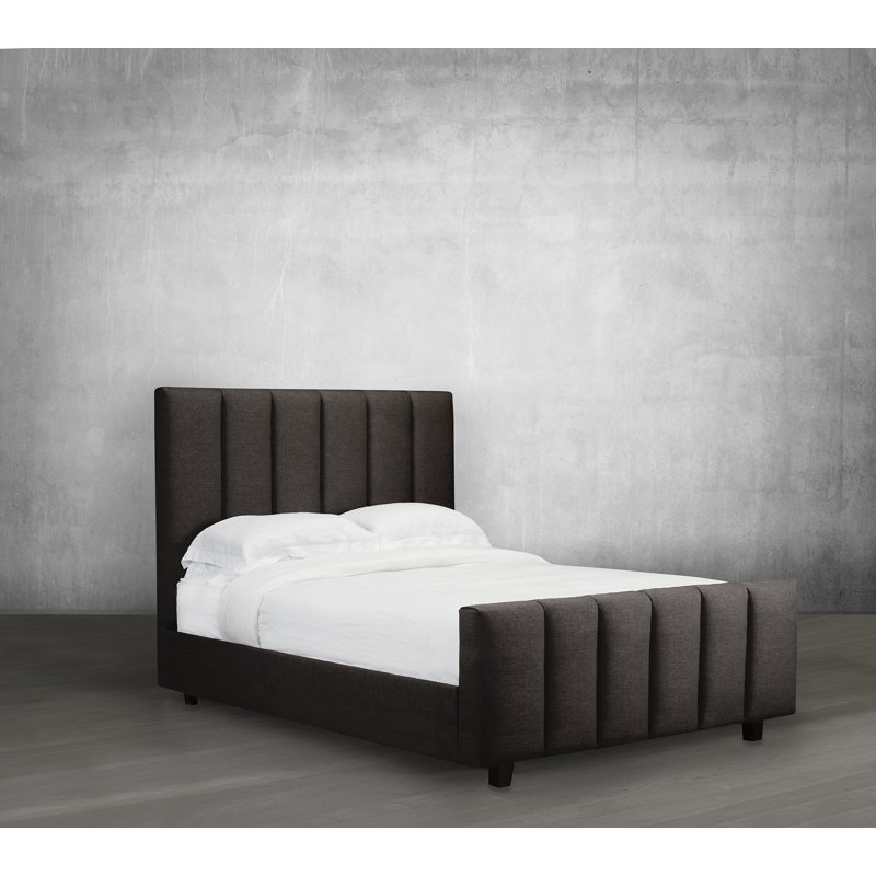 Lit plateforme en tissu d’ameublement, Double, Espresso