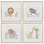 «Baby Jungle Animals & Flowers», ensemble de 4 reproductions encadrées sous verre, par Carla Daly