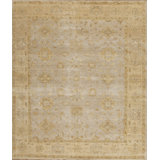 Notting Hill Hand Knotted Wool Area Rug in Platinum/Gold