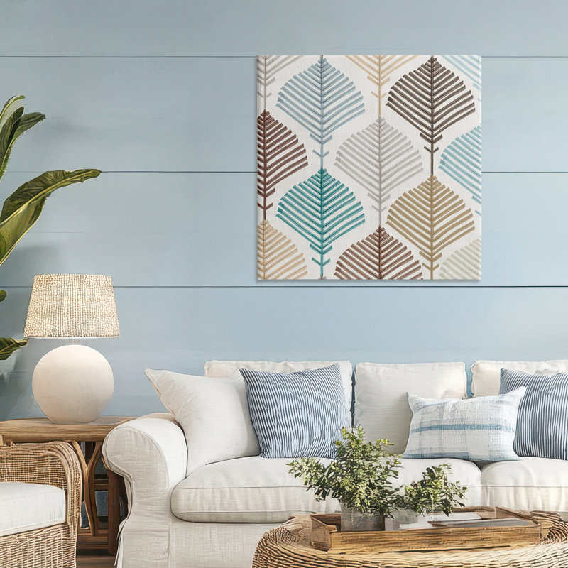 Toile bohème feuille et tige, design par Eli Jones, H 36 po x l 36 po