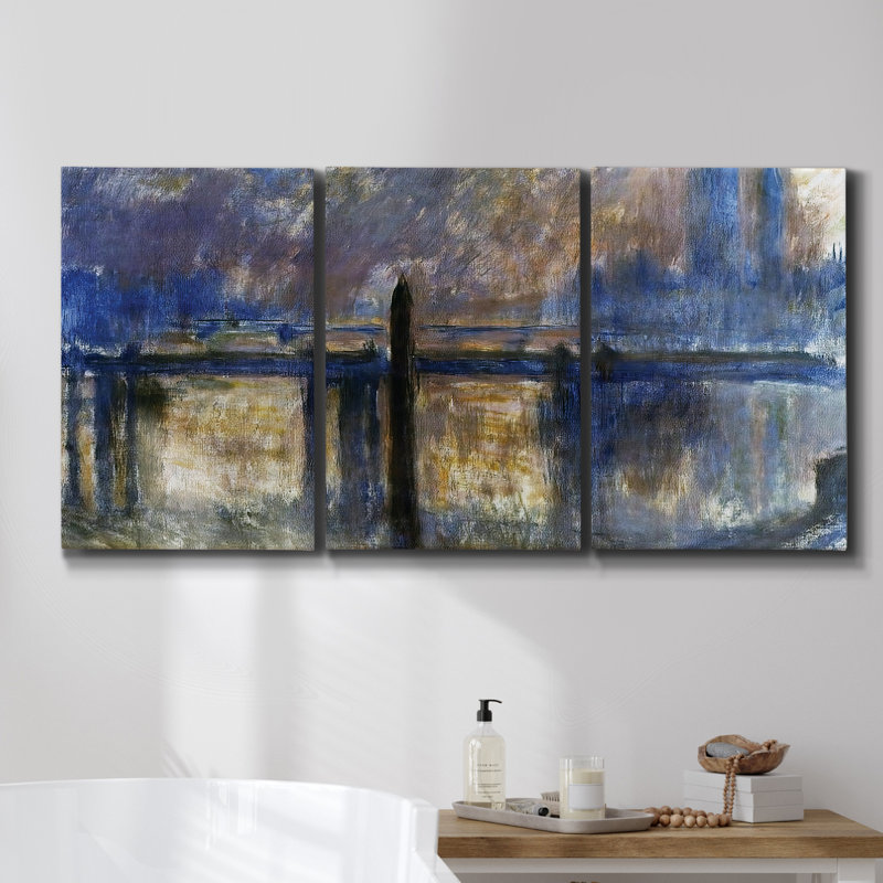 The Robec Stream, Rouen, 1872, reproduction d'art sur toile 3 pièces, H 60 po x l 120 po x P 2 po