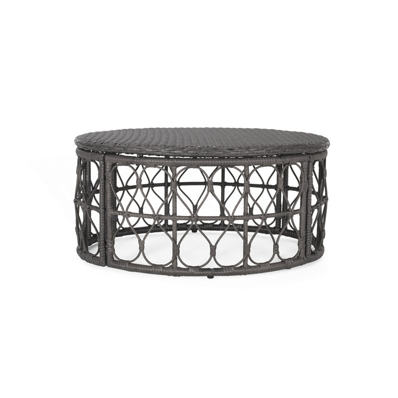 Boho-Inspired Wicker Weave Coffee Table, Patio Table