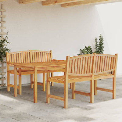 Abhay 2 - Person Teak Rectangular Solid Wood Patio Dining Set