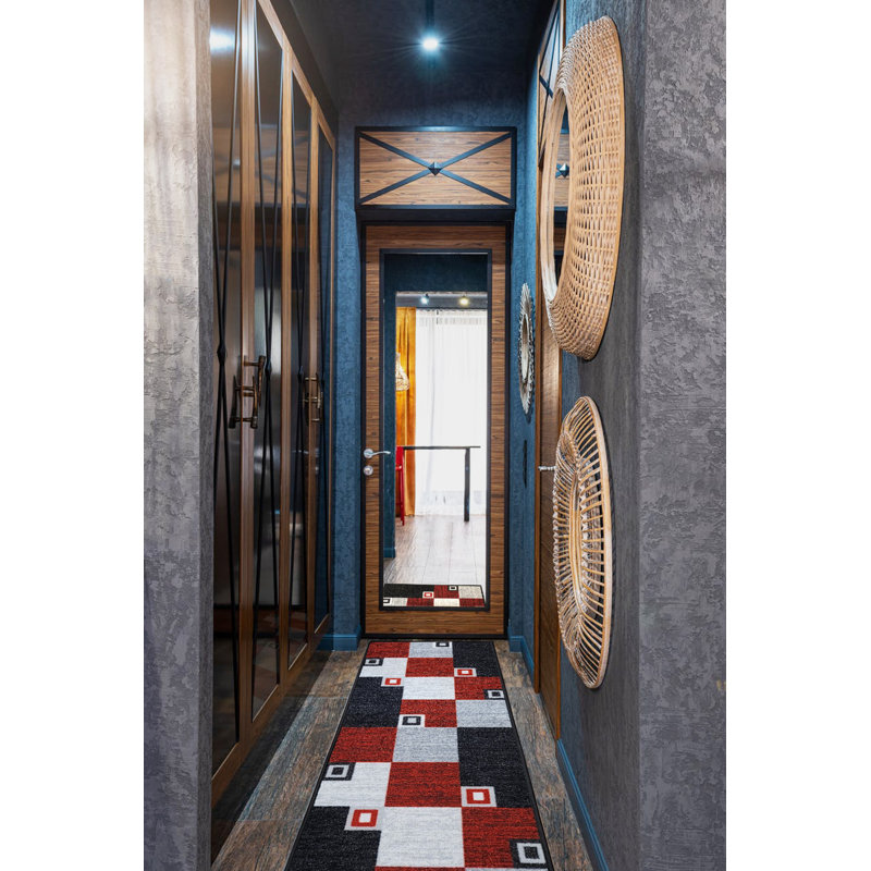 Tyjai Geometric Synthetic Water Resistant Non-Skid Kitchen Mat