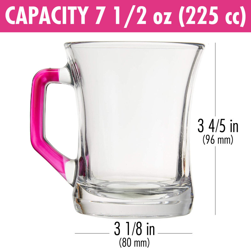 6 tasses à thé avec poignées colorées Hakan Manhattan, 6 pièces, 7,5 oz