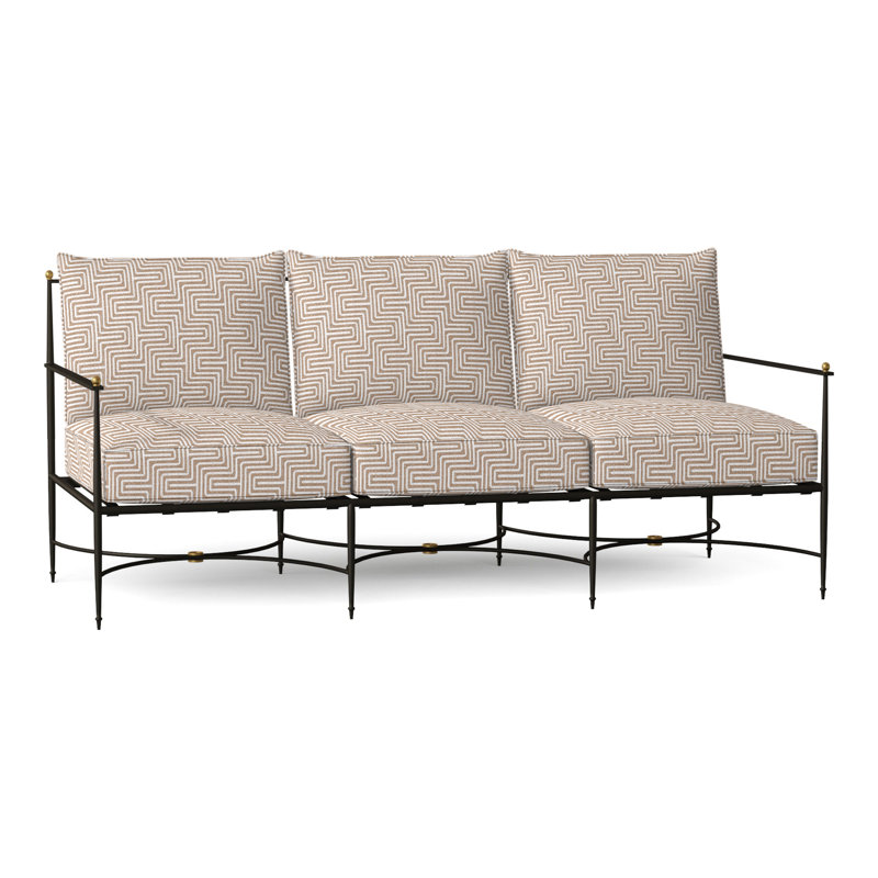 Roma 77" Wide Outdoor Patio Sofa with Cushions, Welt, Perigold Key Figure Mineral
