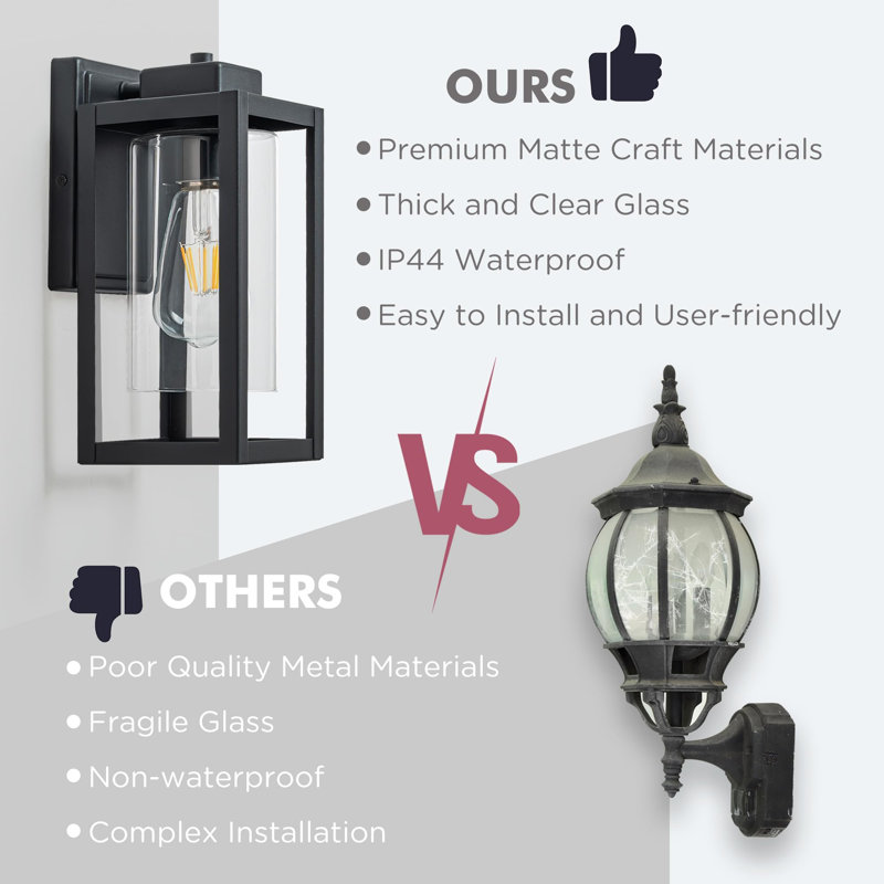 Matte Black 28.5cm H Outdoor Sconce
