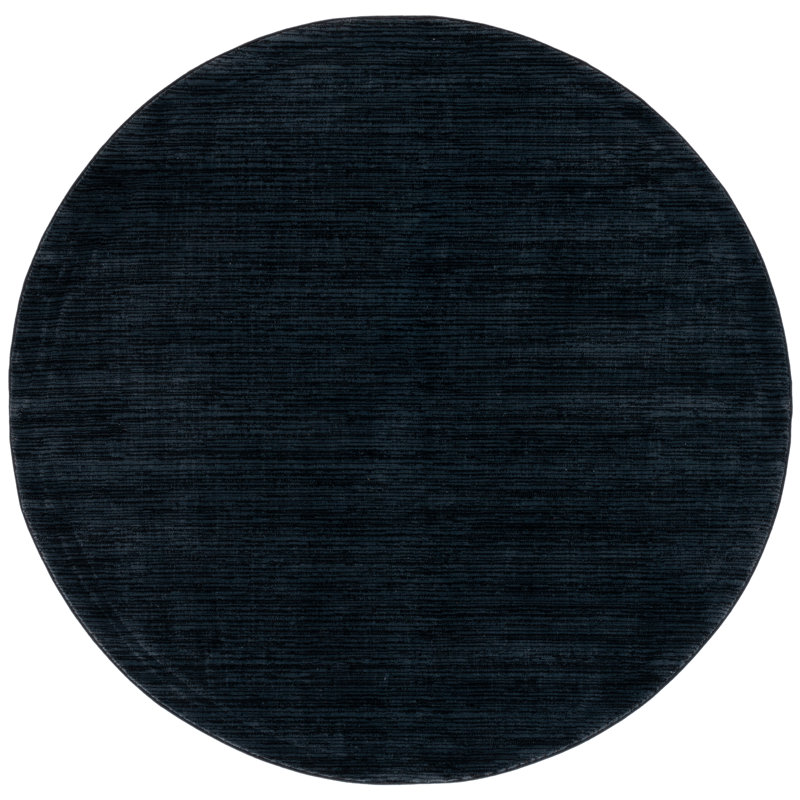 Vision Striped Area Rug In Black, Round 122 cm