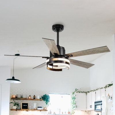 Ventilateur de plafond 52 po à 5 pales en cristal DEL avec télécommande et ensemble d'éclairage inclus