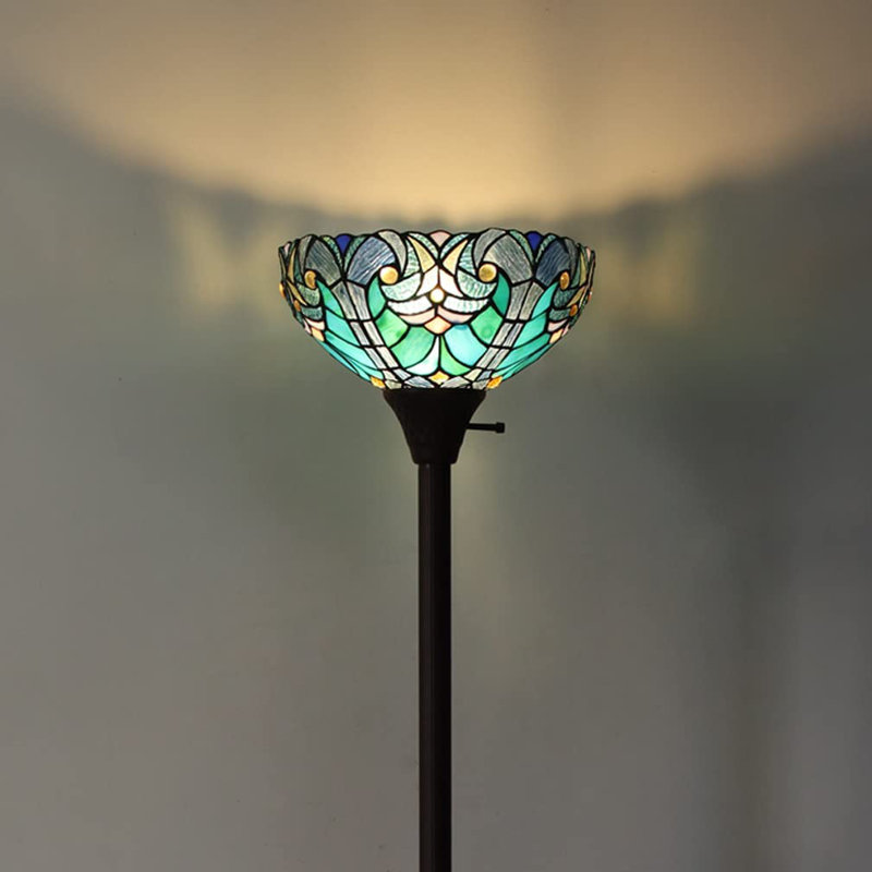 Timucin 70" Torchiere Floor Lamp, Dark Bronze, Green