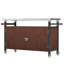 Table d'extérieur portative pour chariot de bar en résine d'aspect bois durable et comptoir en acier inoxydable, idéale pour la préparation de la cuisine et les grillades