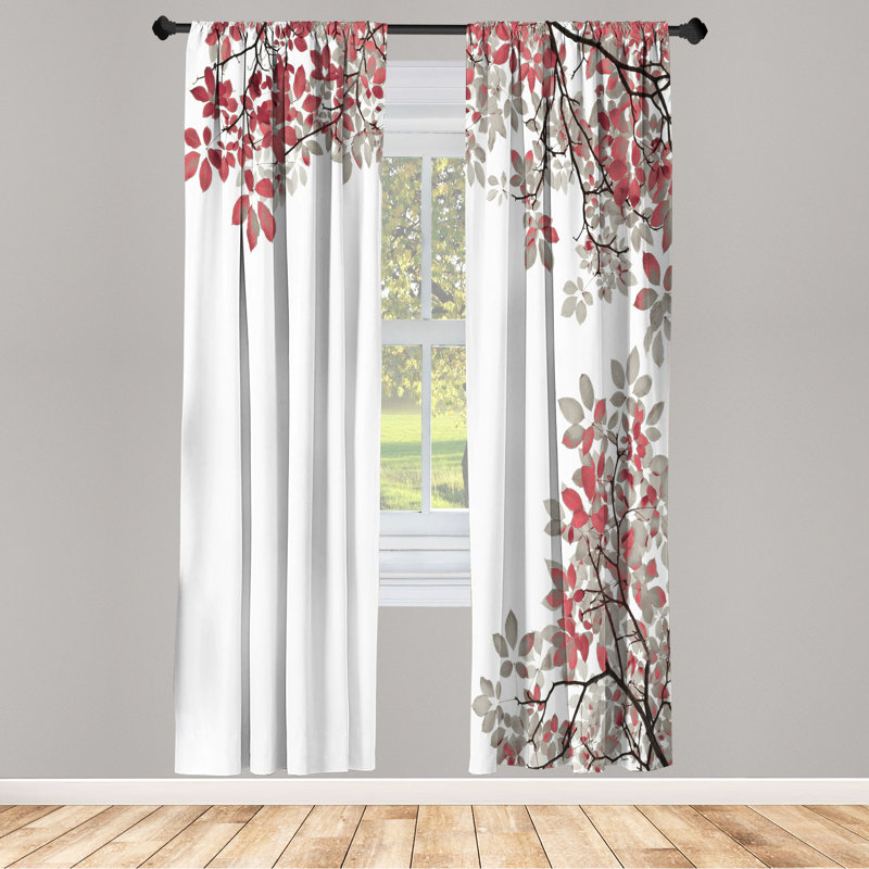 Semi Sheer Curtain Pair, 28" W x 84" L, Pale Ruby