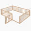Structure de lit de jour en bois avec clôture et porte-2001540938