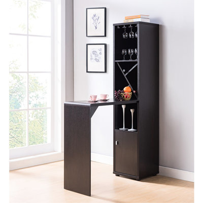 Bar avec tablette ouverte et section pour bouteilles de vin, tablette décorative rouge