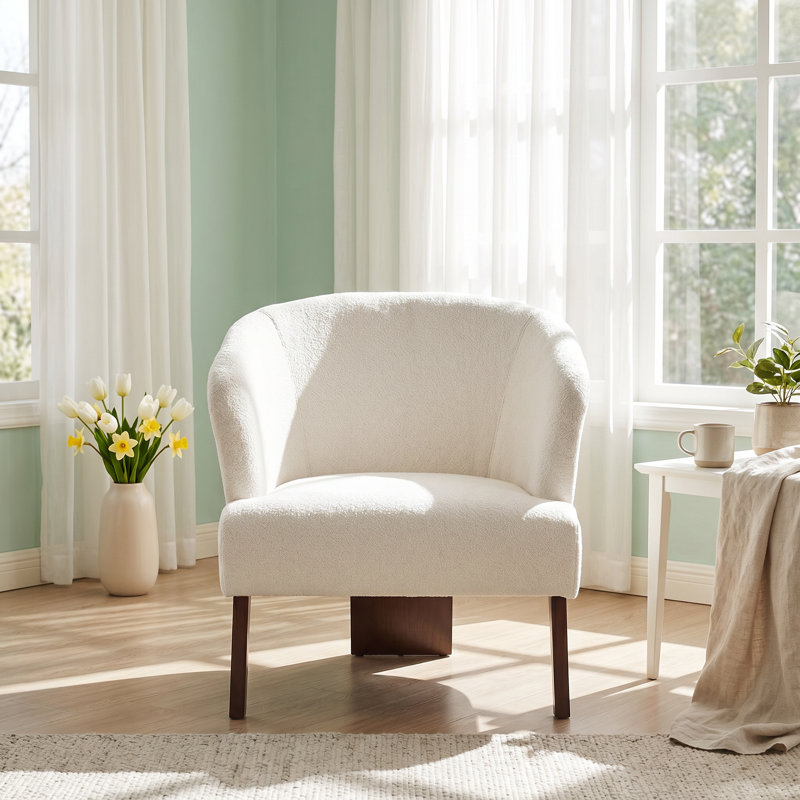 Fauteuil d'appoint à dossier rond en bois massif l 27,5 po x P 30,75 po x H 28 po Christopher Knight Home®