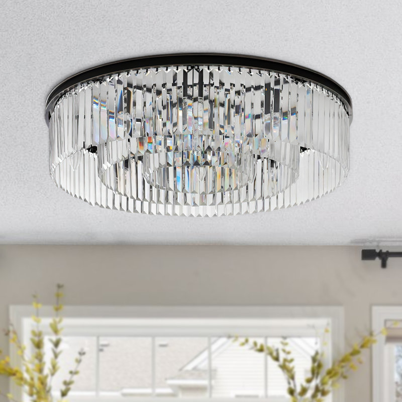 Lambrook 24" Crystal Flush Mount Dimmable Lighting