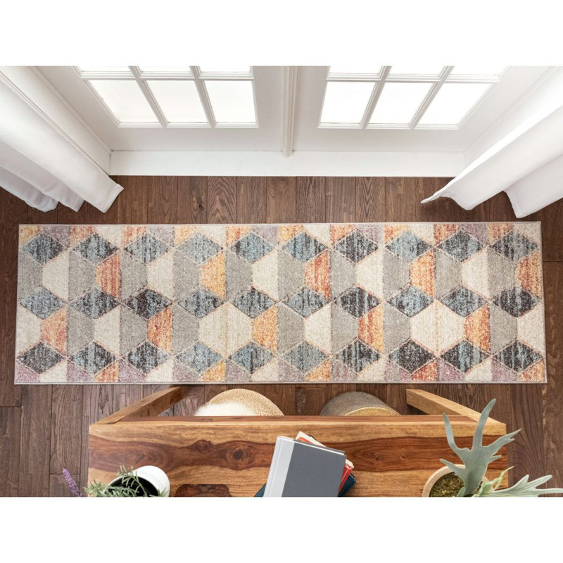 Whoa! Geometric Synthetic Area Rug, Runner 67 x 220cm