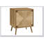 Table d'appoint moderne en noyer clair avec porte en ruppie maritime pour un rangement et un décor de salon