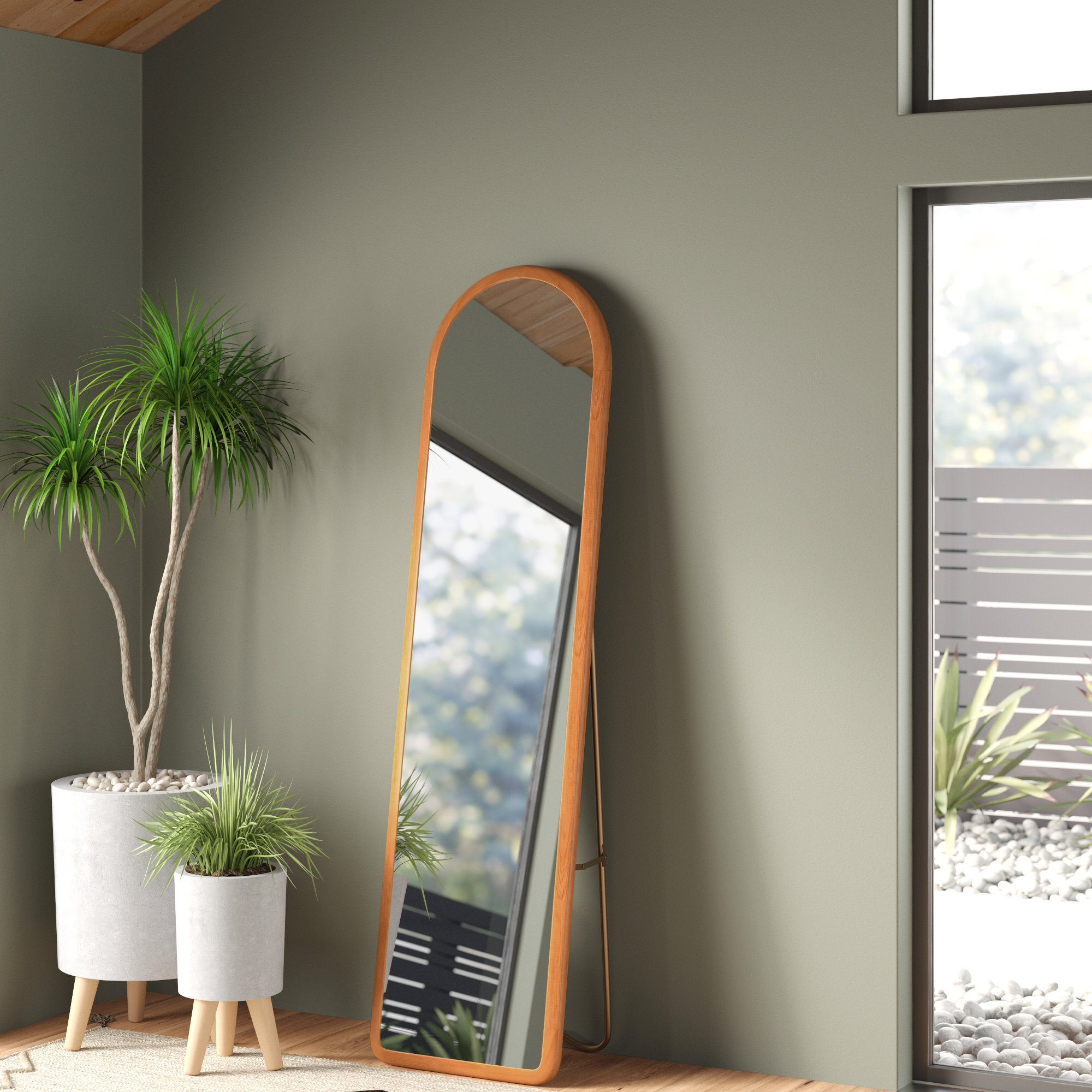 Wade Logan® Norphlet Arched Full Length Mirror with Stand, Fully